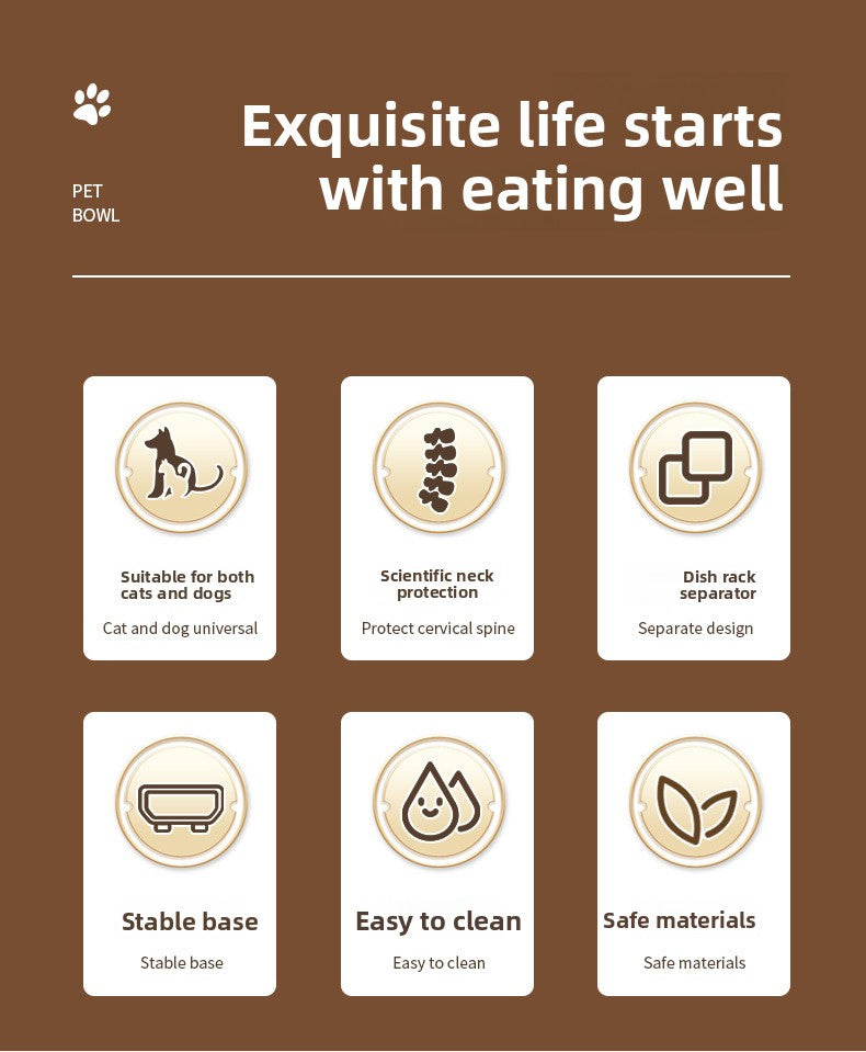 Universal Elevated Pet Food Bowl Cute Design Neck Support Anti Slip Anti Tip Detachable Feeder for Puppies Kittens and Small Pets