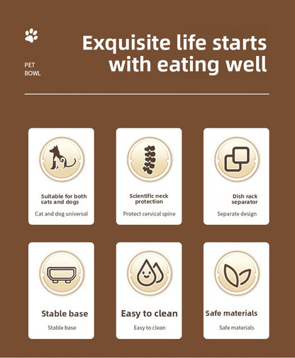 Universal Elevated Pet Food Bowl Cute Design Neck Support Anti Slip Anti Tip Detachable Feeder for Puppies Kittens and Small Pets