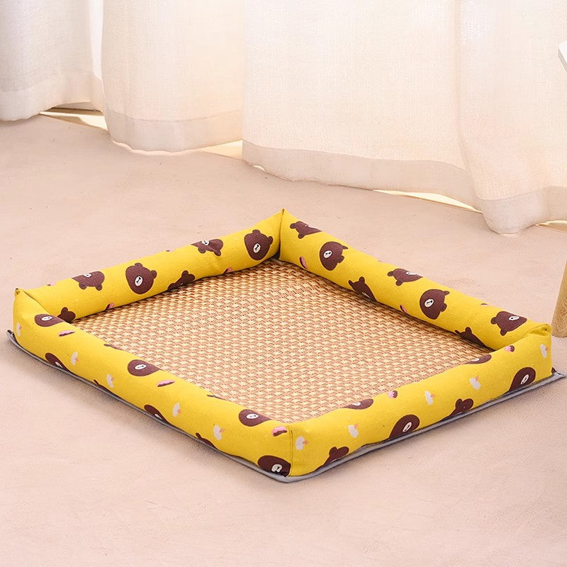 Pet Supplies Summer Cooling Mat Nest Rattan Woven Ice Bed for Cats Sleep