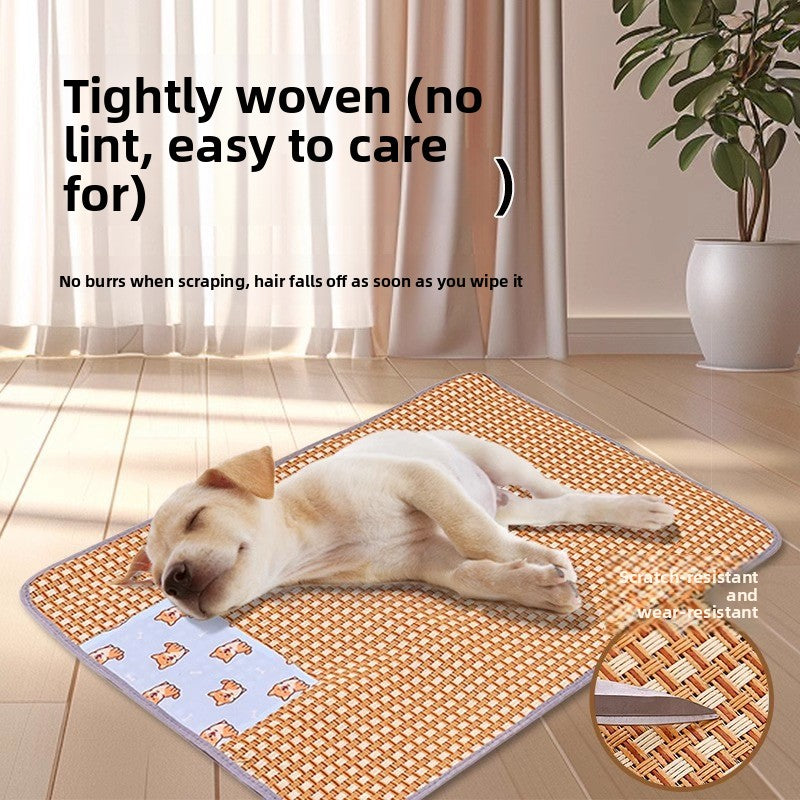 Cooling Mat Pet Bed Mat for All Seasons Rattan Teddy Cat Dog Summer Use