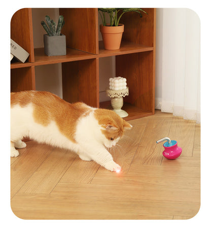 Interactive Cat Toys Laser Pointer Automatic Rotating Wand with Feather Teaser for Kittens Indoor Entertainment Exercise and Energy Consumption