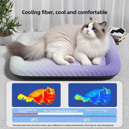 Ice Silk Cooling Pet Bed for Dogs and Cats Summer Cooling Mat with Ice Gel Pad Elevated Dog Bed for Hot Weather Pet Supplies