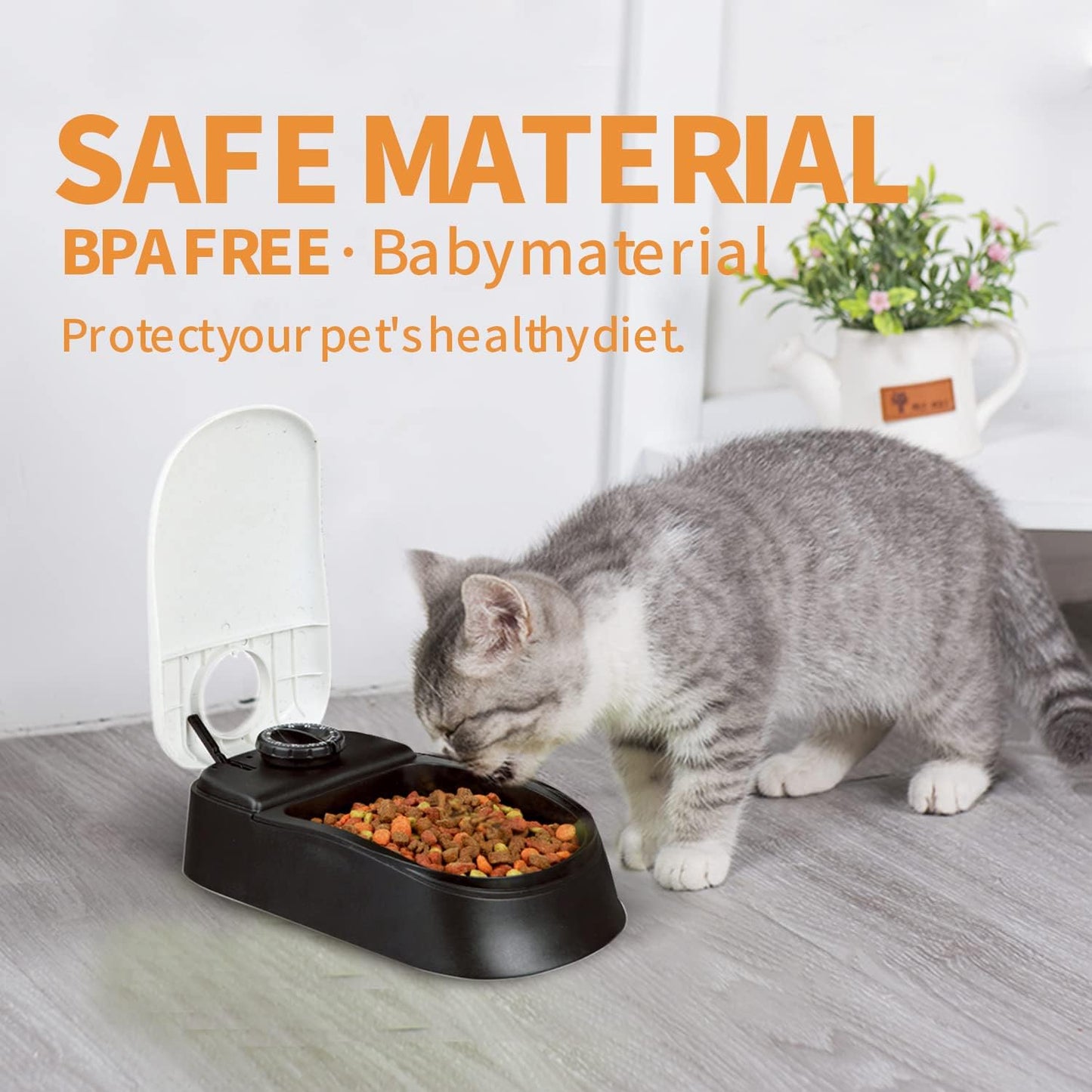 Pet Auto Food Feeder Rotating Button Timed Dispenser for Wet Dry with Ice