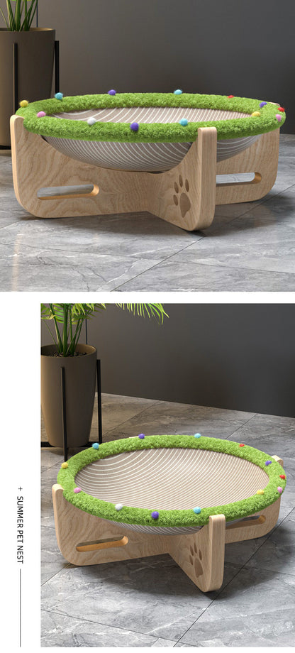 Integrated AllSeason Cat Bed Trampoline Wooden Scratcher MoistureProof Breathable Hammock