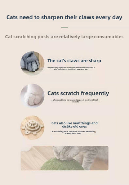 Heavy Duty Sisal Cat Scratching Board Turtle Shape Non Shedding Cat Claw Grinder Toy Durable Scratch Pad for Kittens and Cats Boredom Relief