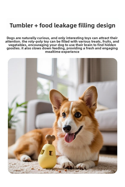 Automatic Treat Dispensing Ball for Dogs Interactive Puzzle Chew Toy Chicken Leg Shape Long Lasting Chewer Toy for Teeth Grinding and Boredom