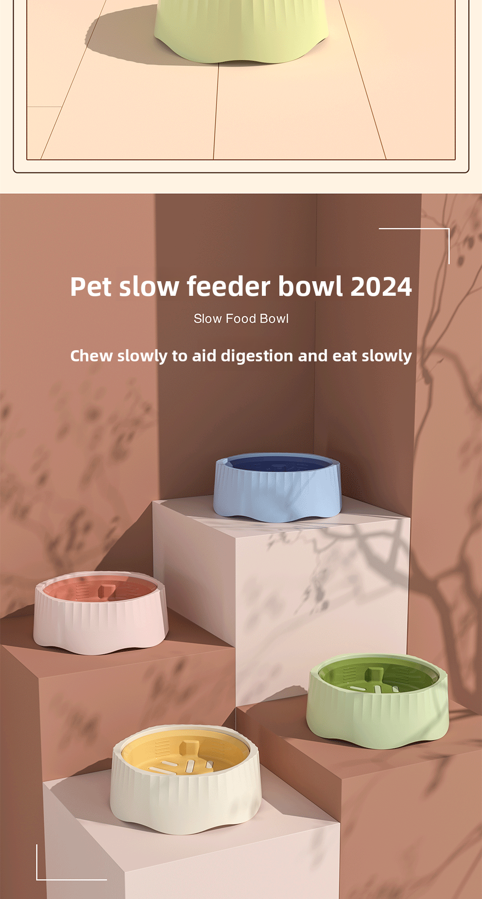 Pet Slow Feeder Bowl 2-in-1 New Dog Anti-Tip Bowl Cat Dog Supplies New Non-Slip Dog Bowl