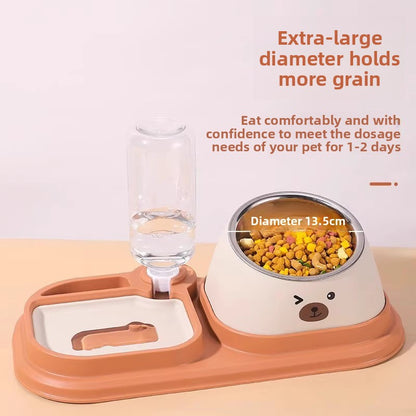 Slanted Mouth Pet Bowl Double Design Automatic Drinking Anti Choke Dog Cat Bowl