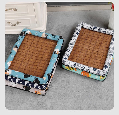 Pet Supplies Summer Cooling Mat Nest Rattan Woven Ice Bed for Cats Sleep