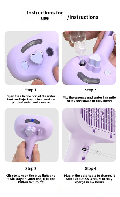 Blue Light Advanced Pet Spray with Non-Flying Hair Needle Grooming Comb