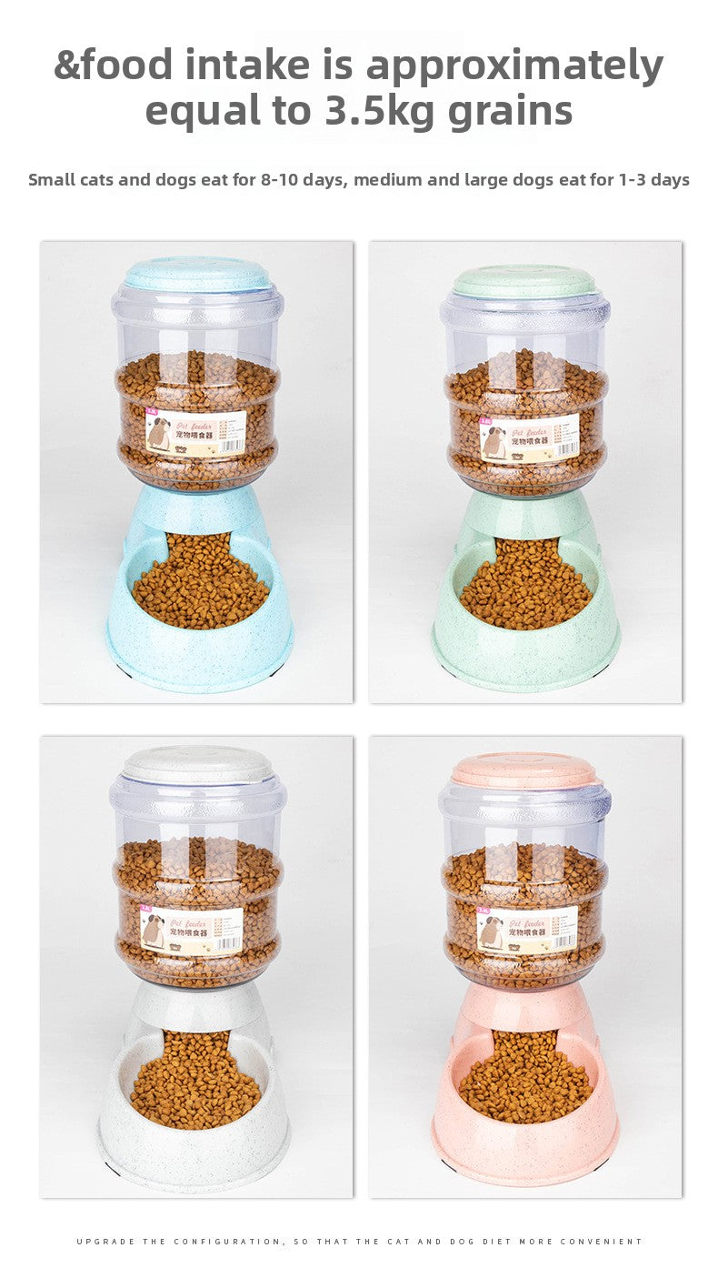 Large Capacity 3.8L Automatic Pet Feeder Dog Waterer Bowl Wheat Straw Eco Friendly Pet Supplies