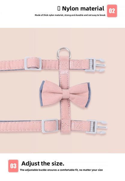 Soft Cotton I-Shaped Cat Leash with Butterfly Knot Anti-Escape