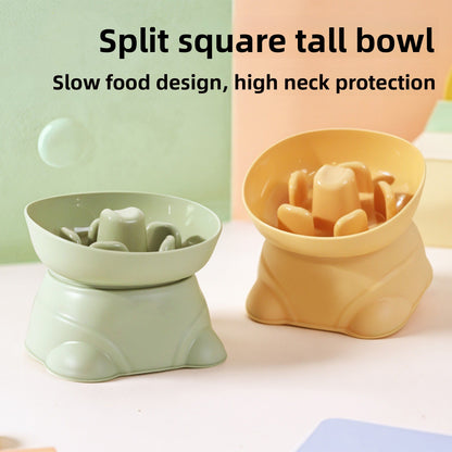 Dog Split Square High Bowl Slow Food Anti Choking Pet Feeding Utensil
