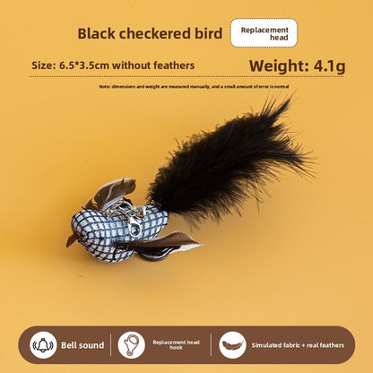 Realistic Bird Feather Bell Replacement Head for Cat Teaser Wand Pet Toy