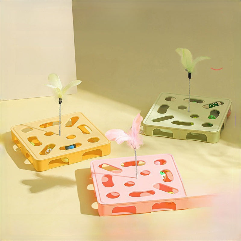 Cat Teaser Wand Toy Self-Entertainment Boredom Relief Energy Consuming Fun Kitten Educational Game Box Bell Maze Box