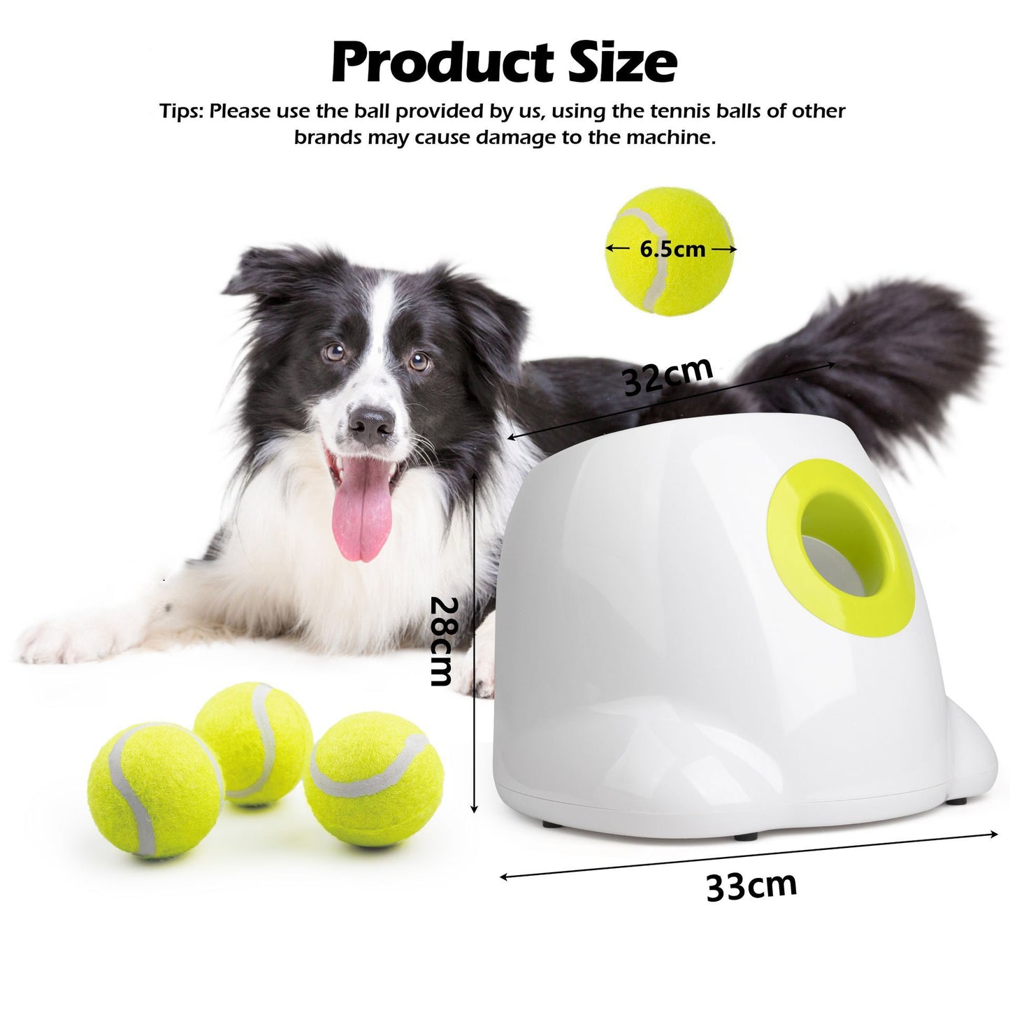 Large Dog Automatic Ball Launcher 6.5cm Tennis Ball Machine Pet Indoor Outdoor Training Tool