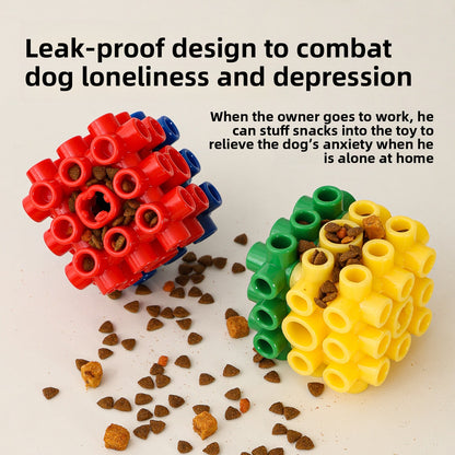 Interactive Dog Toy Treat Dispensing Ball for Teeth Cleaning Training Cube Food Puzzle Boredom Reliever Durable Chew Toy for Dogs