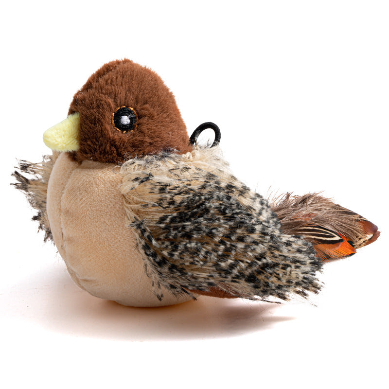 Interactive Cat Toy with Touch Sensitive Sound Plush Bird Hedgehog Capybara Teaser Stick for Teeth Grinding Self Play and Boredom Relief