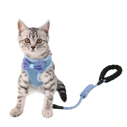 New Bowknot Design Cat Leash Vest-Style Adjustable Walking Harness