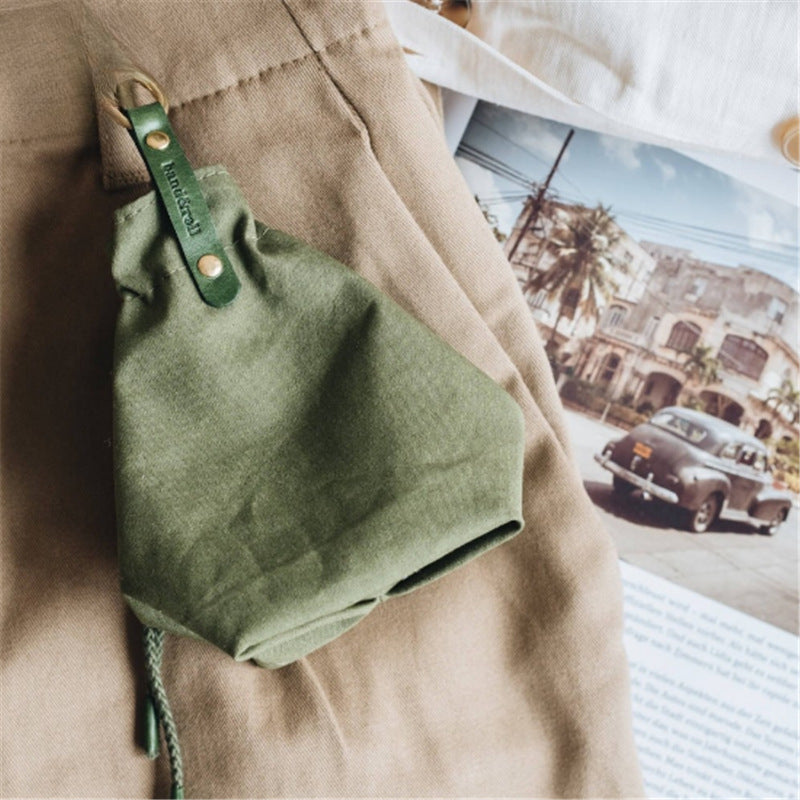 Portable Pet Dog Snack Bag Outdoor Drawstring Canvas Dog Food Bag Dog Supplies