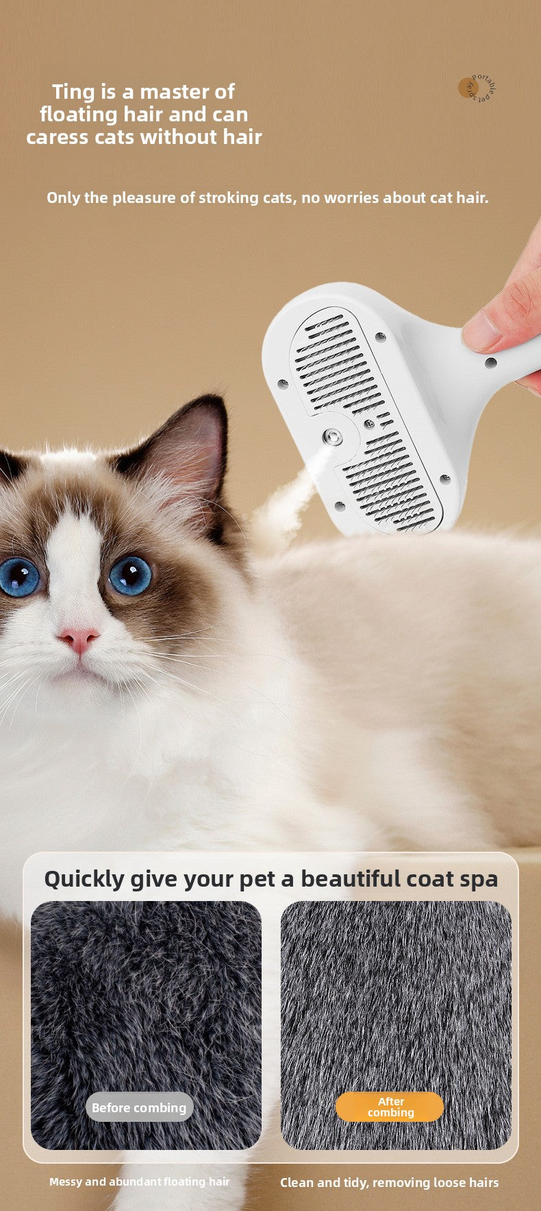 Pet Grooming Spray Comb for Cat Dog Hair Detangling Cleaning