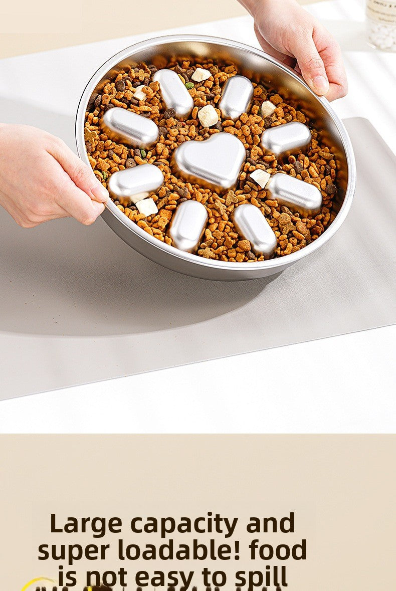 304 Stainless Steel Slow Feeder Heart Bowl for Cats and Dogs