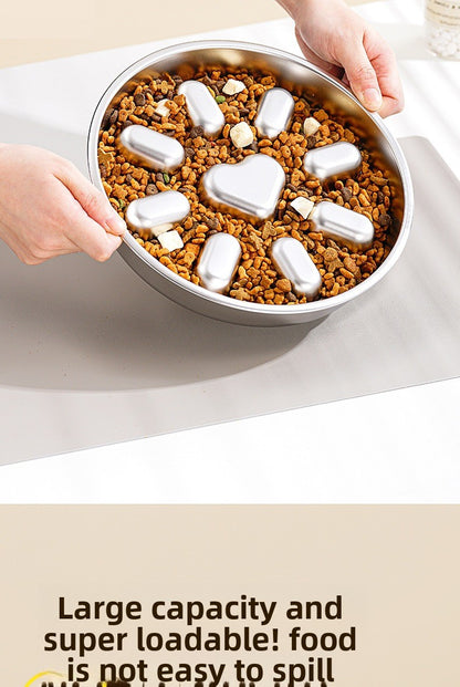 304 Stainless Steel Slow Feeder Heart Bowl for Cats and Dogs