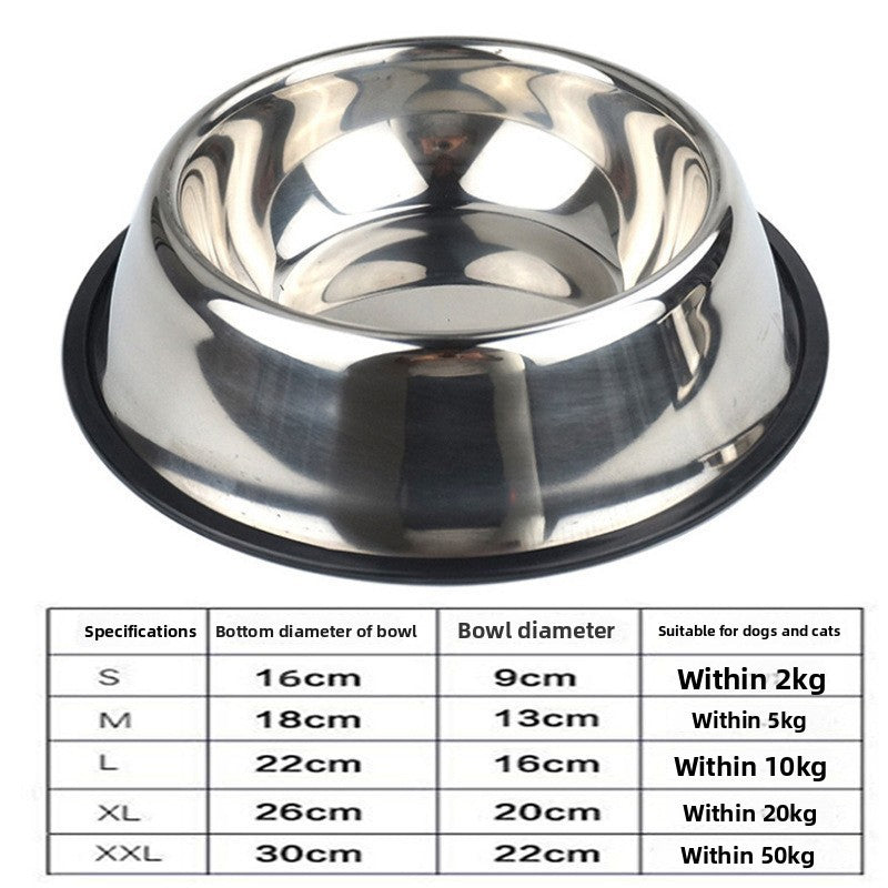 Stainless Steel Anti-Spill Dog Food Bowl Extra Large Non-Slip Rice Dish