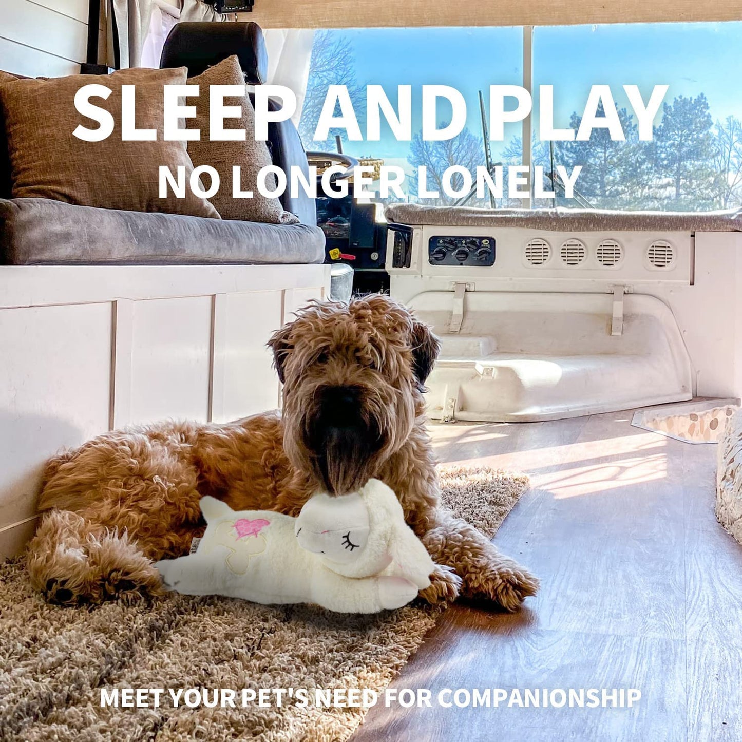 Dog Cat Anti-Anxiety Plush Lamb Pillow Having Simulated Heartbeat Feature