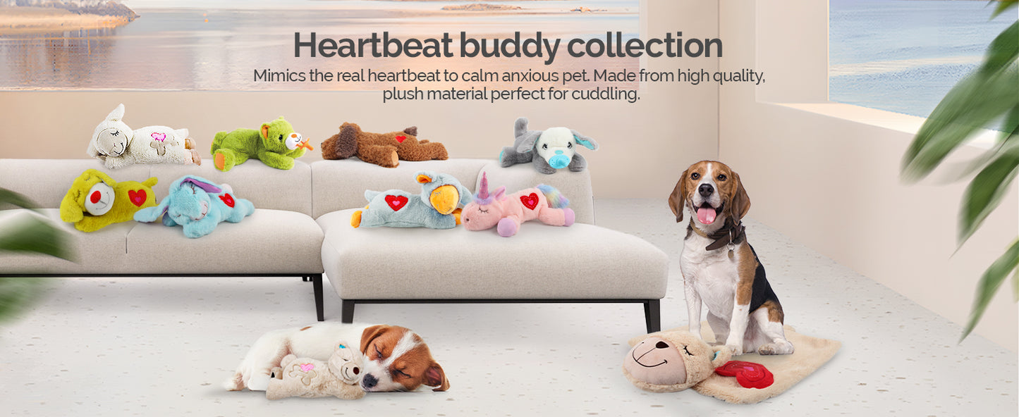 Dog Cat Anti-Anxiety Plush Lamb Pillow Having Simulated Heartbeat Feature