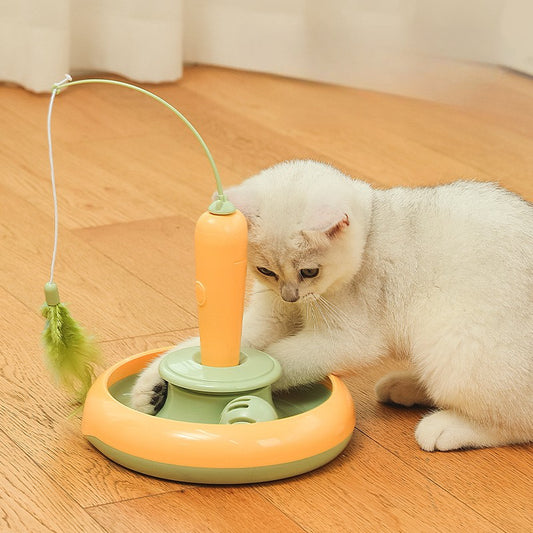 Pet Toy Electric Cat Toy Rotating Cat Teaser Wand Flying Feather Interactive Cat Toy