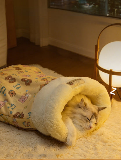 Dog House Pet Nest Closed Type Autumn Winter Cat Nest Two-tone Knitted Tent Nest Warm Round Nest Enclosed Dog House Pet