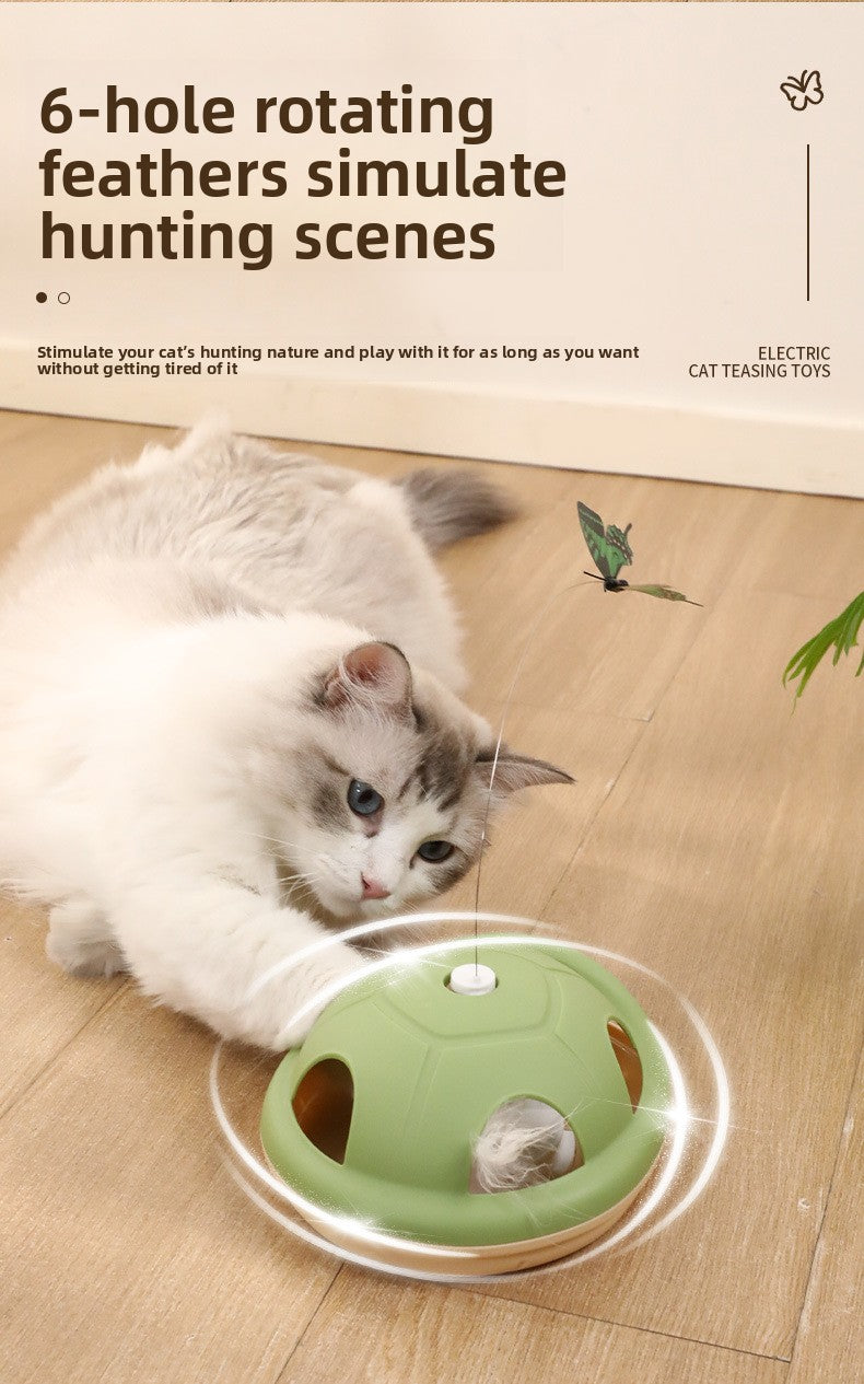 Energy-Consuming Cat Toy Meow Heart Treasure Box with Electric Rotating Turtle