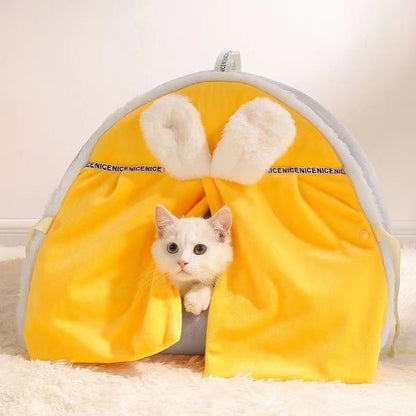Household Cat House Dog House Kitten Bed Winter Warm Tent House Semi-Enclosed All-Season Universal