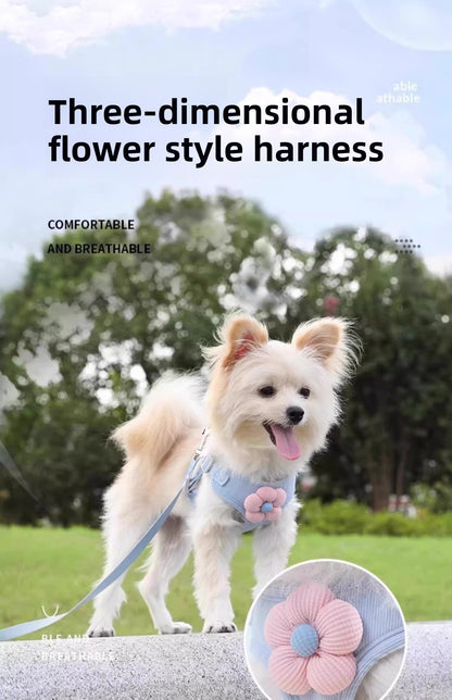 Small Dog Outdoor Walking Leash Vest Style Chest Harness for Teddy Bichon Pomeranian
