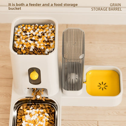 Stainless Steel Cat Bowl Dog Bowl Automatic Water Dispenser with Dry Wet Food Separation Large Capacity Pet Feeder Drinking Fountain Quiet Pump