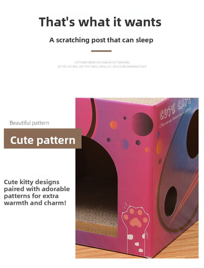 Premium Two Layer Cat Scratcher House Durable Cat Villa Non Shedding Claw Board for Indoor Cats