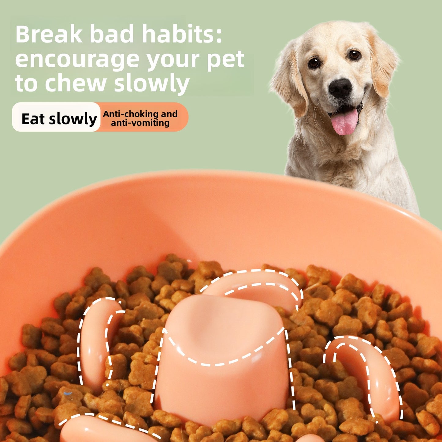 Dog Split Square High Bowl Slow Food Anti Choking Pet Feeding Utensil