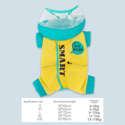 Waterproof Pet Raincoat Full Coverage Four Legged Design for Small and Medium Dogs Summer Outdoor Adventure Cartoon Teddy Dog Clothes