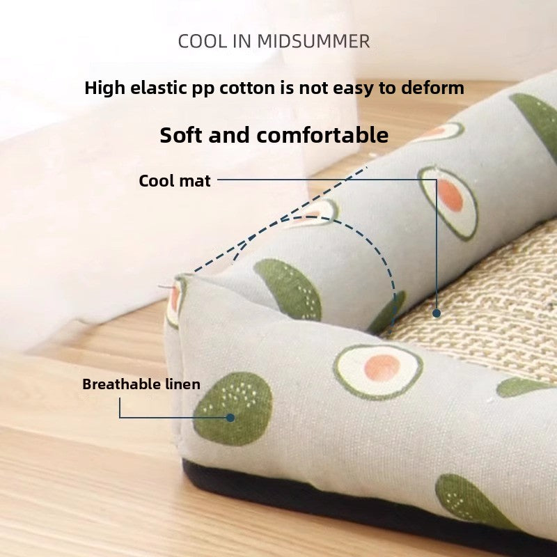 Pet Supplies Summer Cooling Mat Nest Rattan Woven Ice Bed for Cats Sleep