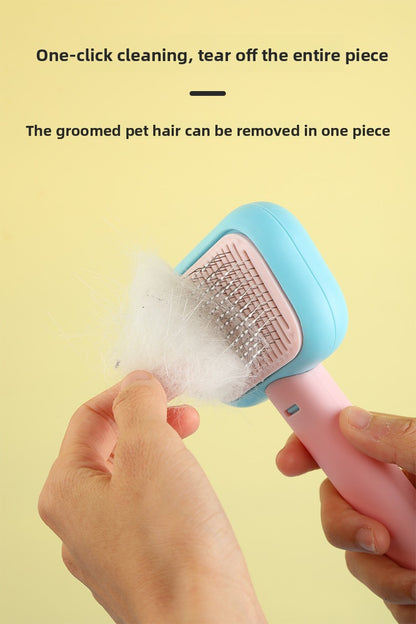 Professional Stainless Steel Pet Deshedding Brush One Click Hair Removal Comb for Cats Dogs Effective Grooming and Massage Tool