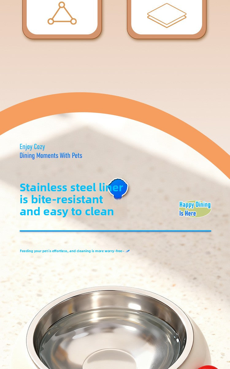 Pet Stainless Steel Cat Bowl Non-Slip Dopamine Color High-Leg Design Anti-Black Chin Cat Food Bowl Neck Protection