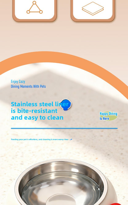 Pet Stainless Steel Cat Bowl Non-Slip Dopamine Color High-Leg Design Anti-Black Chin Cat Food Bowl Neck Protection