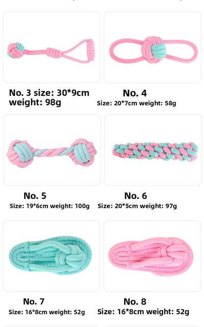 Pink Blue Combination Pet Cotton Rope Knot Toy for Tough Chewing Dogs
