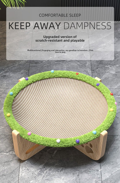 Integrated AllSeason Cat Bed Trampoline Wooden Scratcher MoistureProof Breathable Hammock