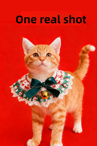 Christmas Special Pet Saliva Towel Scarf for Dogs Cats Festive Triangular Bib Decor