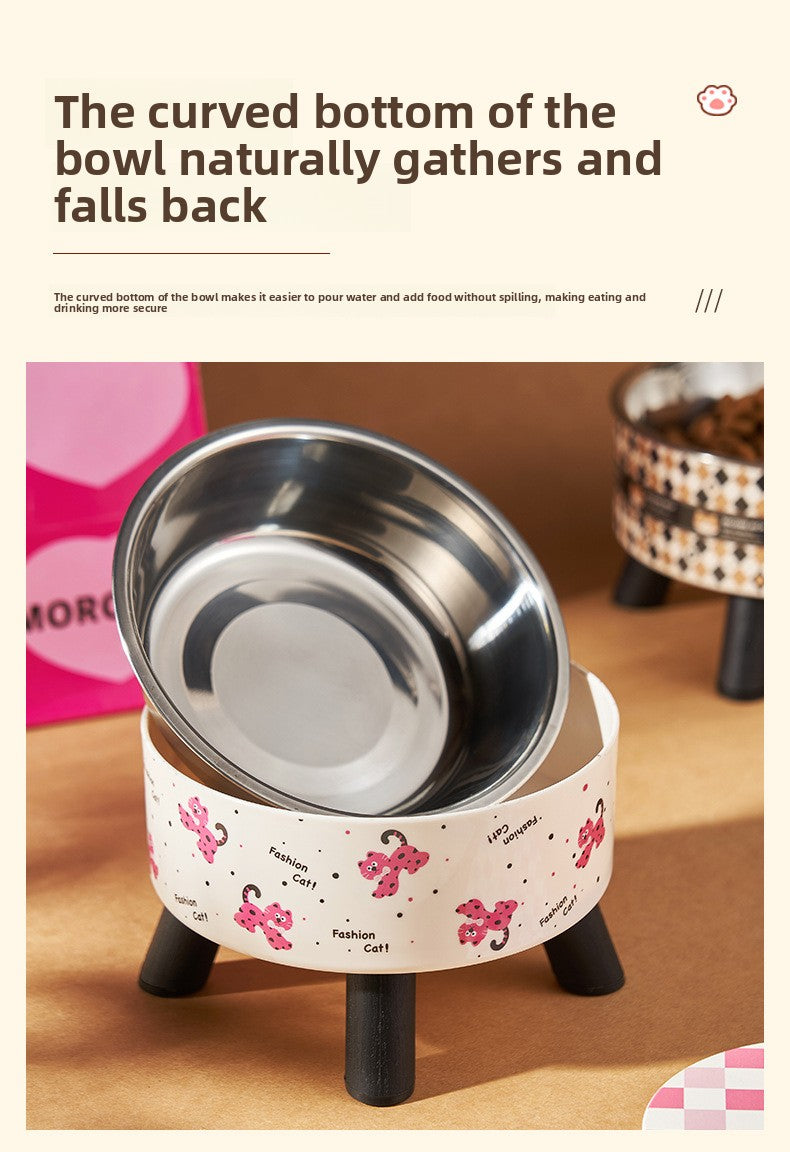 Universal Elevated Pet Food Bowl Cute Design Neck Support Anti Slip Anti Tip Detachable Feeder for Puppies Kittens and Small Pets