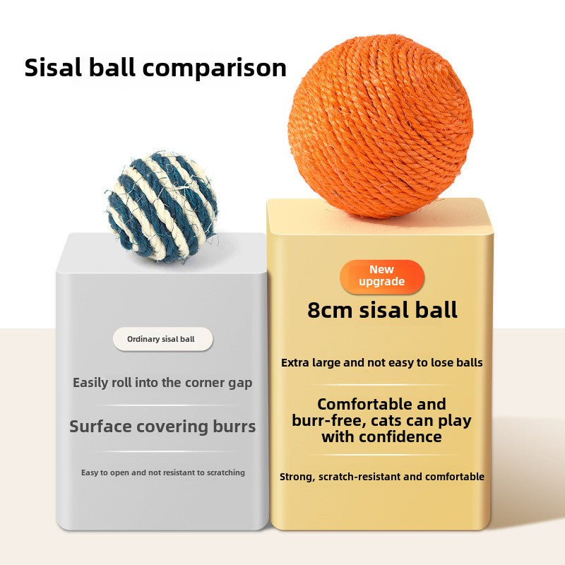 Self-entertaining Pet Toy Sound Bell Ball Jute Ball 8cm Cat Teaser