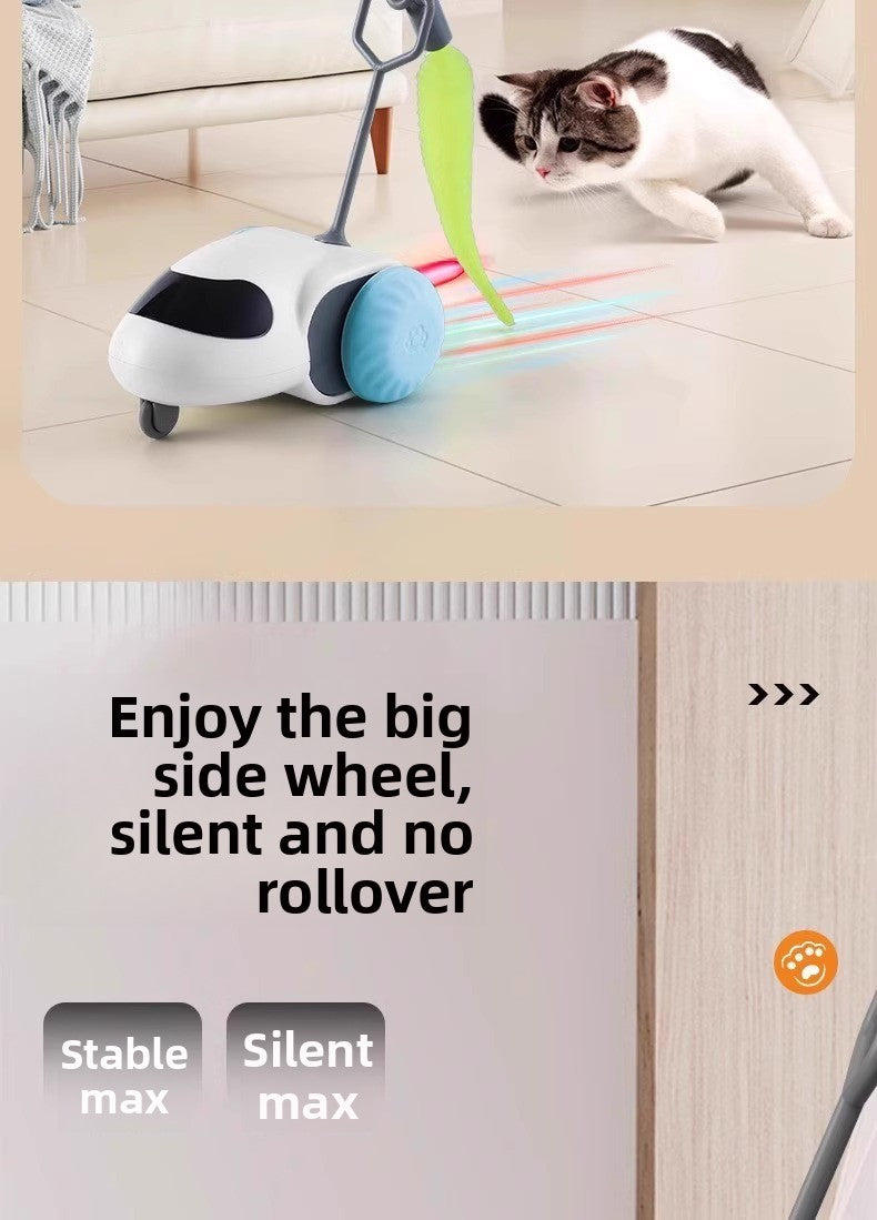 Electric Pet Running Car Feather Teaser Cat Toy for Independent Play