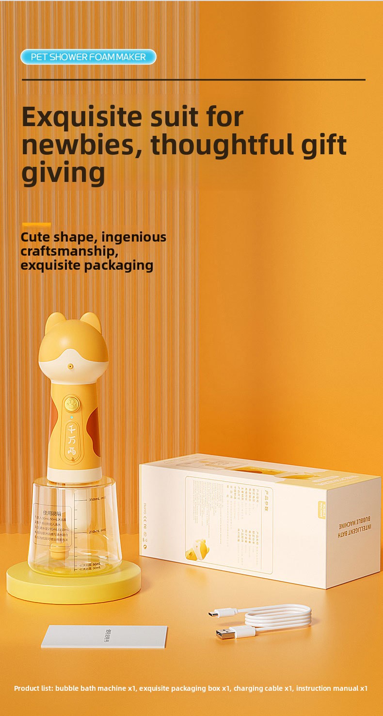 Smart Pet Bubble Machine with Cute Deer Look for Dog Cat Shower